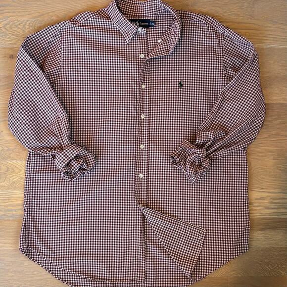 VTG Y2K Ralph Lauren Classic Fit Button Down Shirt Gingham Pony Logo Mens XL - Picture 1 of 7